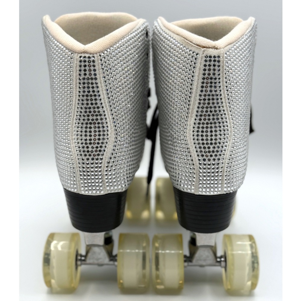 NWOT Steve Madden Rhinestone Roller Skates Silver Sparkle (Fits Like 9)Size 10 - Picture 4 of 9